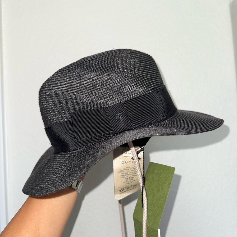Gucci Black Wide-Brim Sun Hat NEW with tags